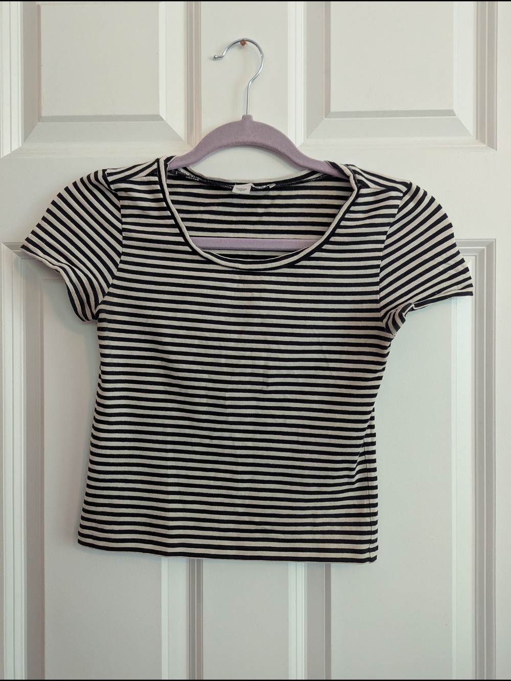 Abound Black & White Striped Scoop Neck Tee